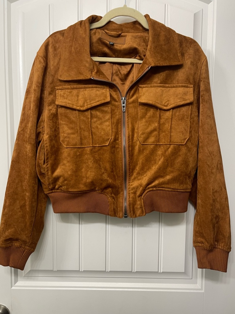 Blank NYC Cognac Faux Suede Bomber Jacket - Picture 3 of 6